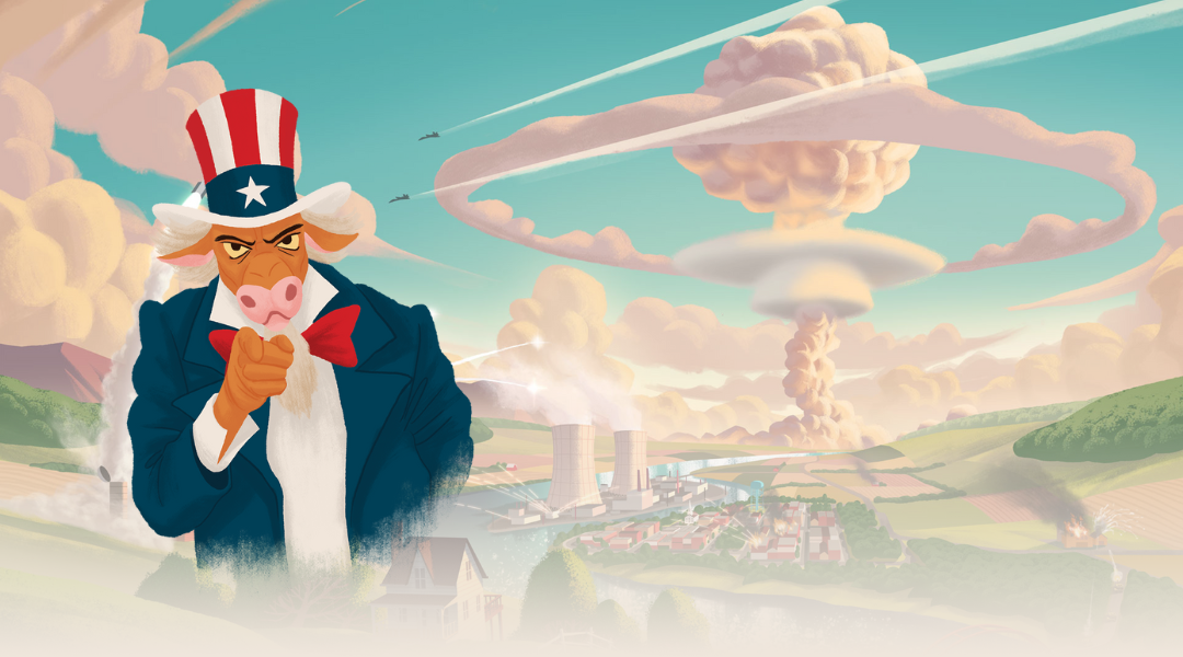 Farms Race Background with "Uncle Sam" Cow